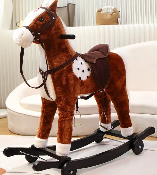 Hudobný hojdací kôň - tmavohnedý