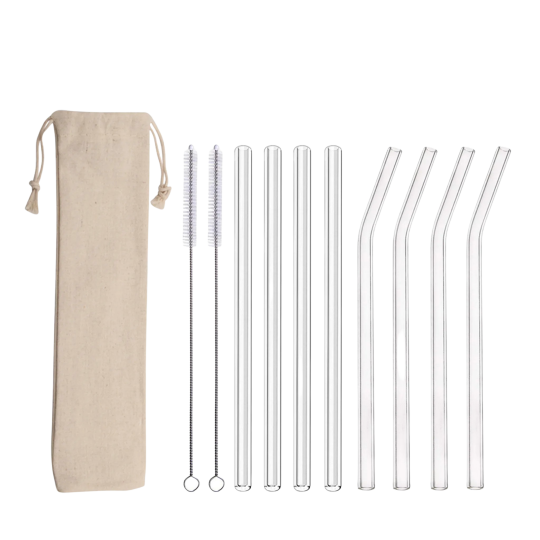 Sada slamiek z recyklovateľného skla