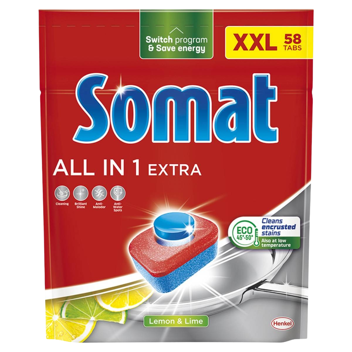 167520221789659417-removebg Somat tableta do umývačky riadu 58 umyť 58 ks All in 1 Extra Lemon&Lime - Image 1