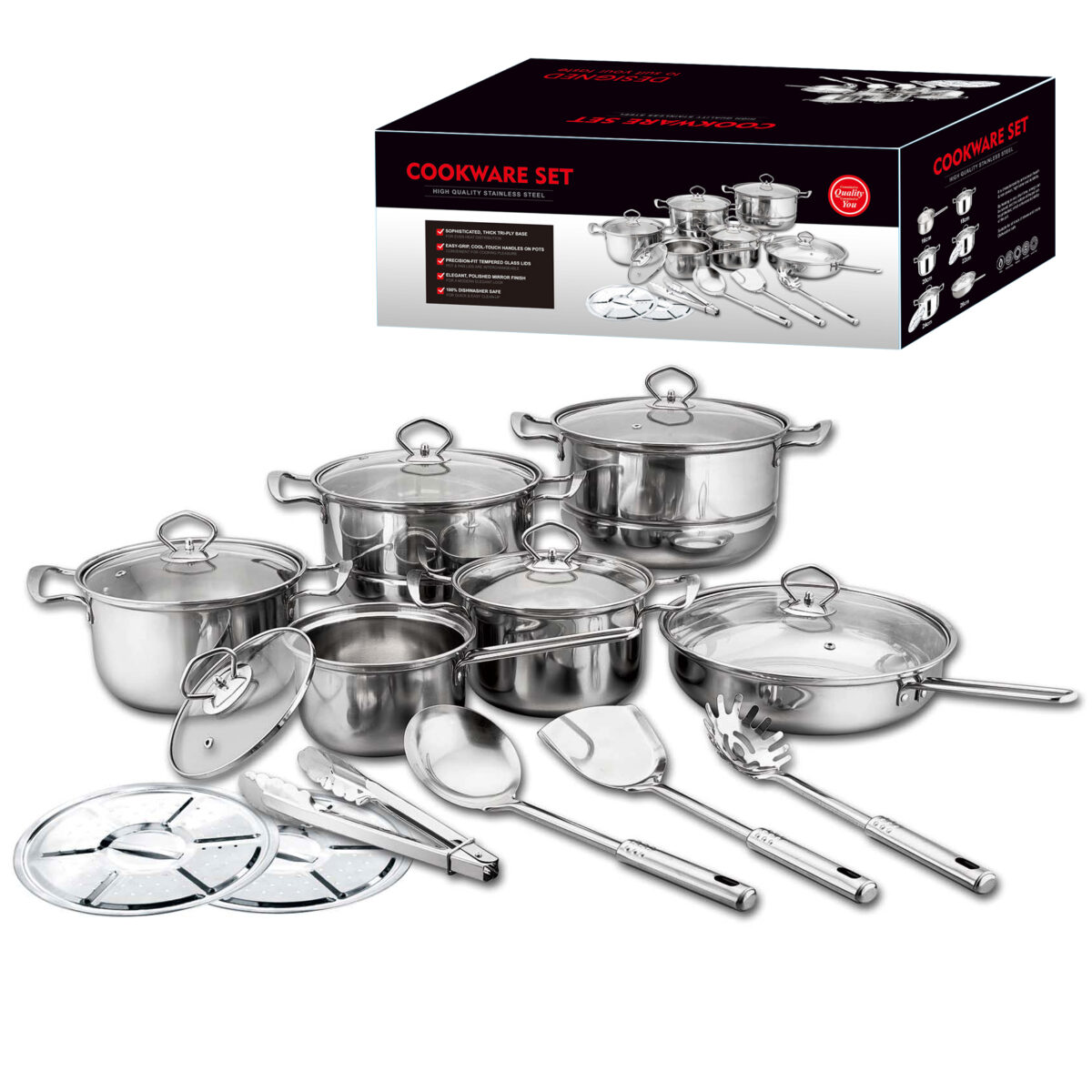 Súprava hrncov z nehrdzavejúcej ocele – PDQ011180 - Image 2