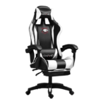 Herná stolička s opierkou nôh – čierno-biela – PDQ112001-3