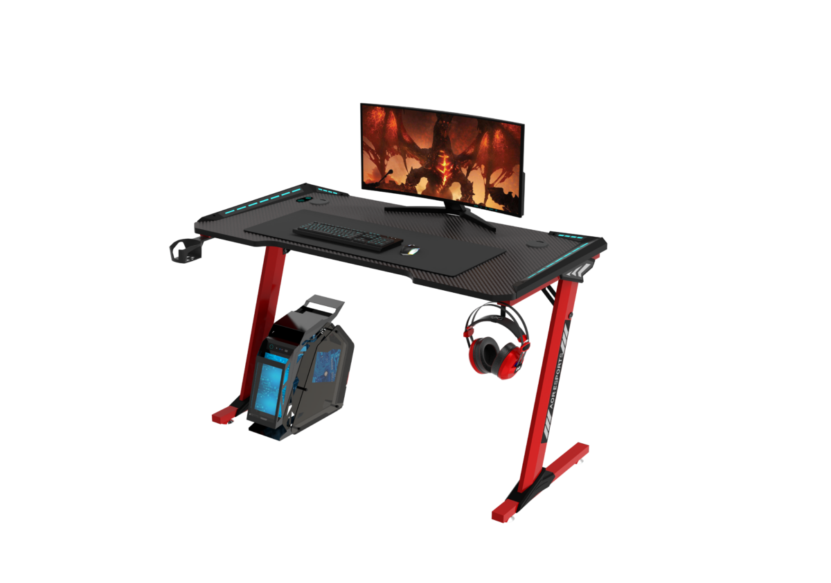 Herný stôl s osvetlením a držiakom na myš 1406073 – červený - Image 4