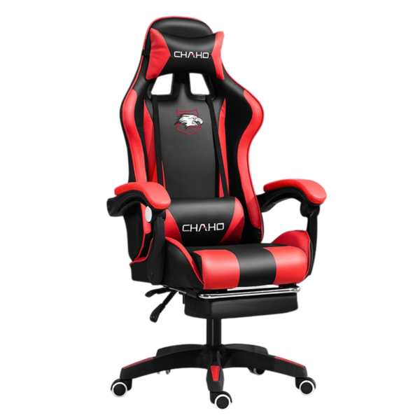 Herná stolička s opierkou nôh – čierno-červená – PDQ112001-4